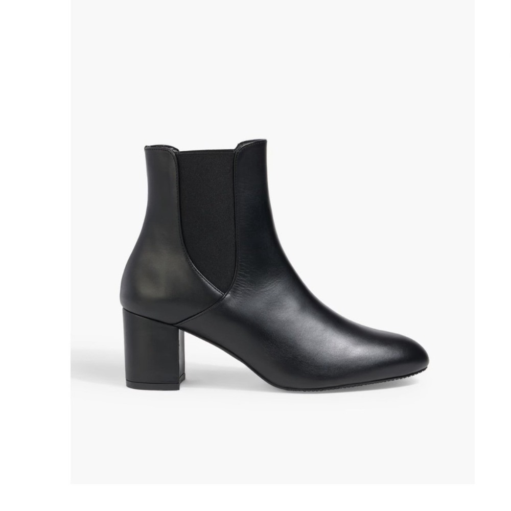 Stuart Weitzman Yuliana Block Heel Leather Chelsea Boots Black SZ 8.5B NWOB